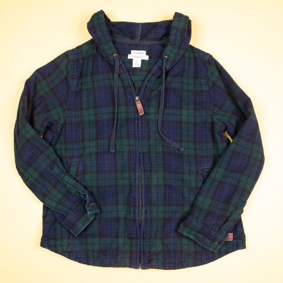 Vintage LL Bean Plaid Zip Up Relaxed Fit Flannel Jacket Women's Size XS - Picture 1 of 7
